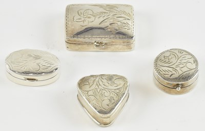 Lot 789 - Four modern small silver snuff boxes of...