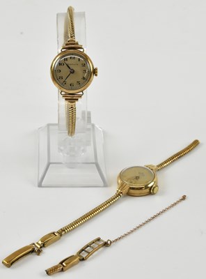 Lot 1012 - Two 9ct gold lady's wristwatches comprising a...