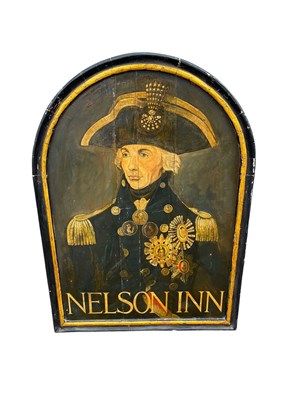 Lot 458 - A hand painted pub sign "Nelson Inn", 106 x 77cm.