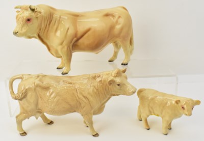 Lot 626 - BESWICK; a family of three Charolais cattle...