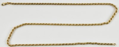 Lot 851 - A 9ct gold rope twist necklace with lobster...