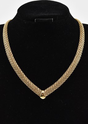 Lot 821 - A 9ct gold necklace, with multi shingle style...