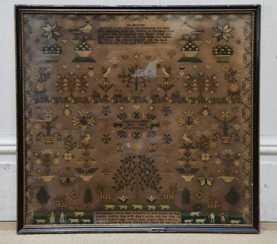 Lot 690 - A 19th century tapestry, decorated with prayer,...