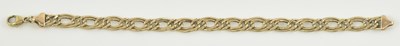 Lot 852 - A 9ct gold double oval link bracelet with...