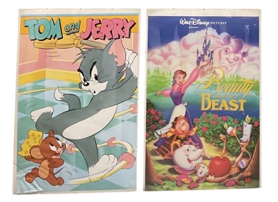 Lot 359 - TOM & JERRY; a glazed poster of cat and mouse,...