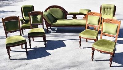Lot 2727 - A late Victorian walnut seven piece salon...