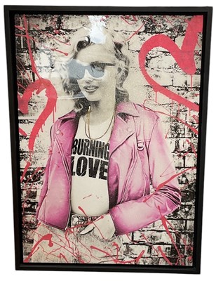 Lot 256 - MR. SLY; mixed media, 'Burning Love', signed...