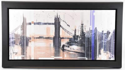 Lot 259 - KRIS HARDY; oil on canvas, 'HMS Belfast and...