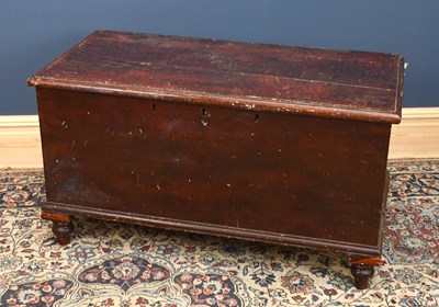 Lot 2816 - A late 19th century stained pine blanket box...
