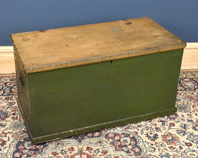 Lot 2894 - A late 19th century painted pine blanket box,...