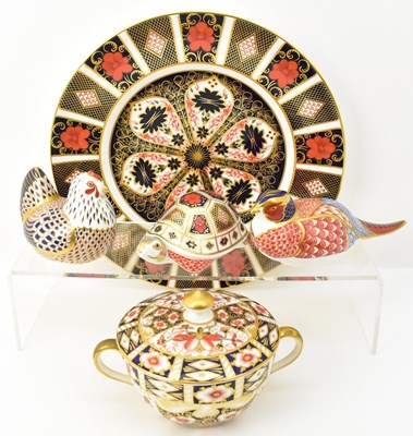 Lot 627 - ROYAL CROWN DERBY; three porcelain Imari...