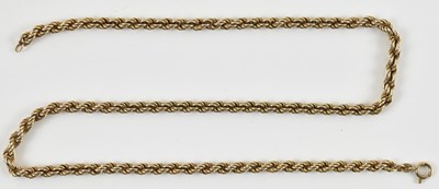 Lot 814 - A 9ct gold rope twist necklace with ring clasp,...