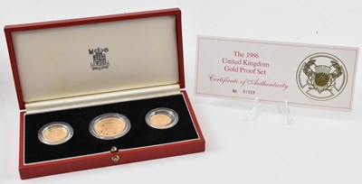 Lot 975 - A United Kingdom 1986 Gold Proof Set of three...