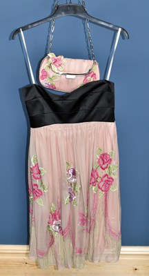 Lot 841 - KAREN MILLEN; a black 100% silk and pink silk...