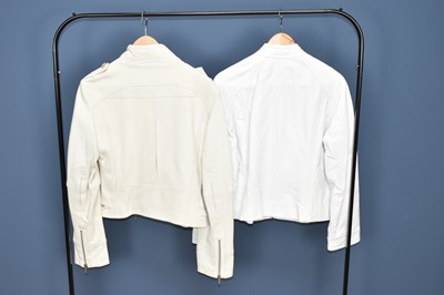 Lot 868 - LAKELAND; a white nappa leather shirt jacket...