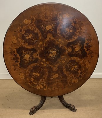 Lot 398 - A Continental walnut and marquetry inlaid...