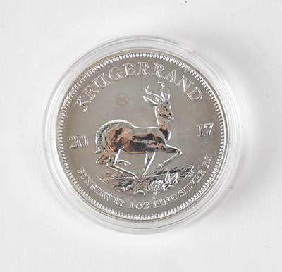 Lot 602 - A 2017 silver Krugerrand, 1oz, encapsulated.