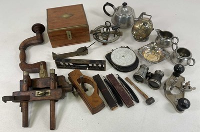 Lot 12 - A small group of tools, also several pieces of...