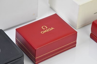 Lot 10 - OMEGA; five watch boxes including two with...