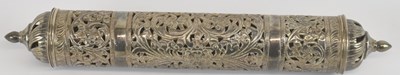 Lot 1111 - A 900 grade silver scroll holder, with pierced...