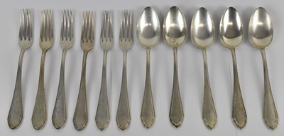 Lot 1112 - A set of five 800 grade silver tablespoons and...