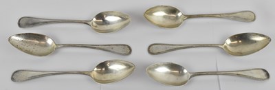 Lot 1117 - A set of six 800 grade silver Bead pattern...