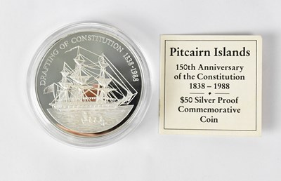 Lot 650 - A silver proof commemorative $50 coin,...