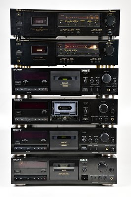 Lot 1041 - SONY; four cassette decks, together with two...