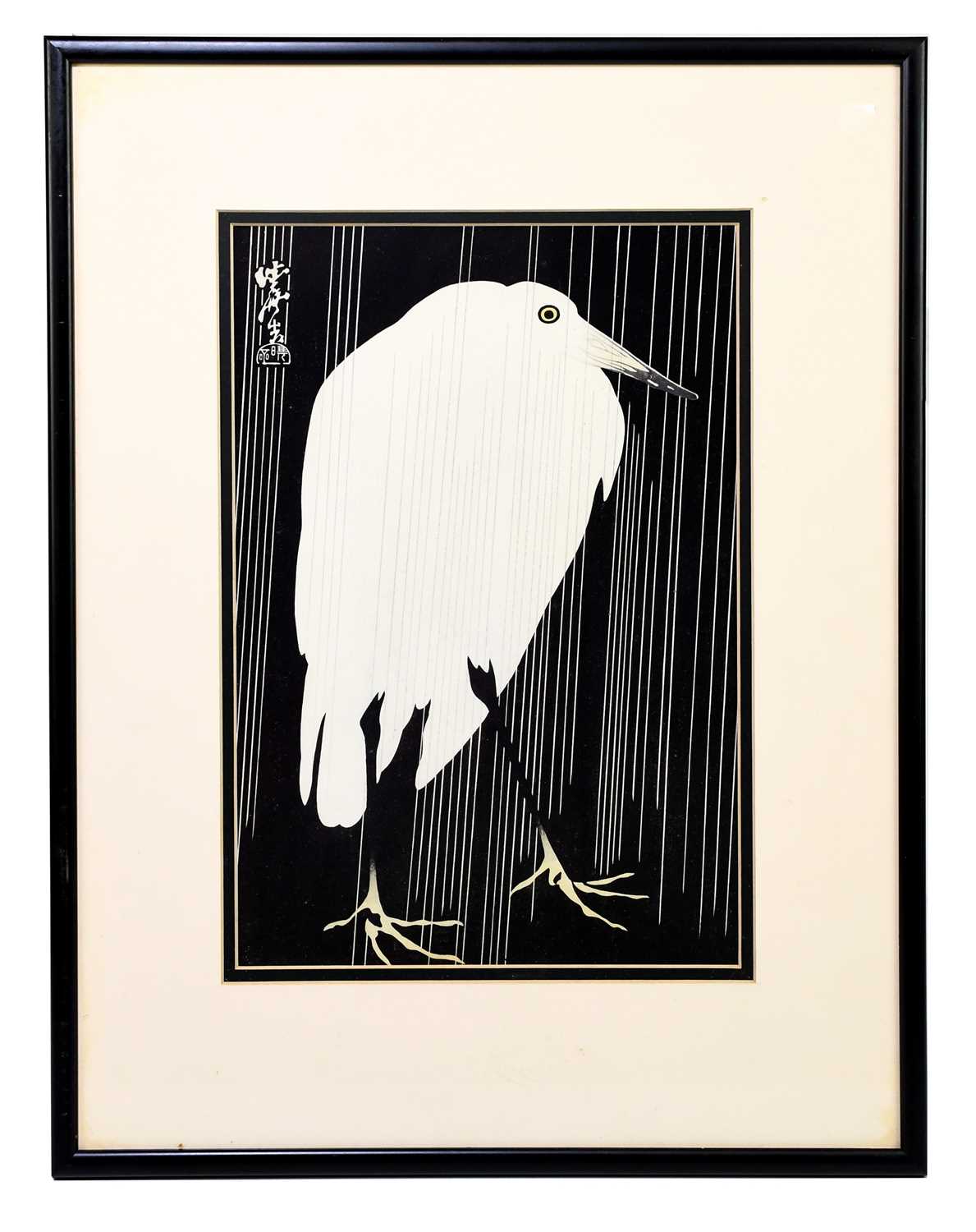 Lot 2269 - A Japanese woodblock print of crane, 34.5 x...