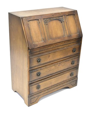 Lot 117 - A Priory-style elm pot cupboard, with pair of...