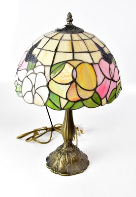 Lot 167 - A Tiffany-style table lamp, with leaded...