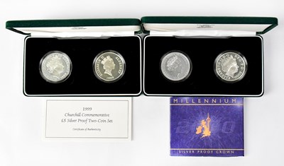 Lot 639 - A silver proof two-coin commemorative set...