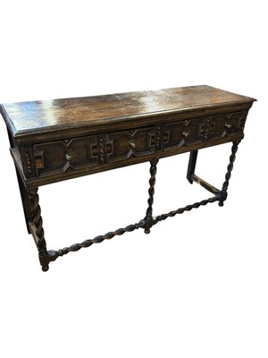 Lot 160 - A 19th century oak Jacobean style sideboard...