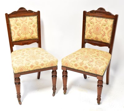 Lot 35 - A pair of Victorian mahogany side chairs, with...