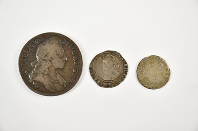 Lot 644 - A William III 1695 crown, with possibly a...