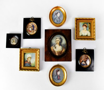 Lot 396 - Eight various 20th century miniature...