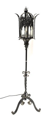 Lot 160 - Two Continental wrought iron standard lamps,...