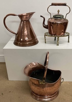 Lot 109 - Copper and brass items, including a coal...