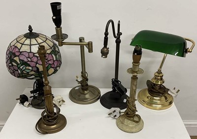 Lot 359 - A table lamp with Tiffany style shade, height...