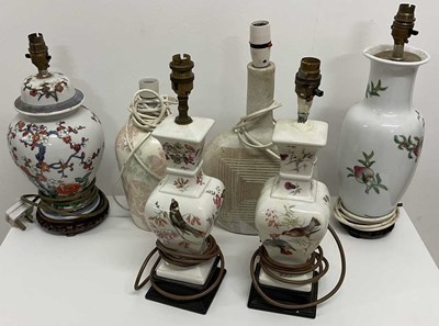 Lot 360 - Ceramic table lamps to include a pair...