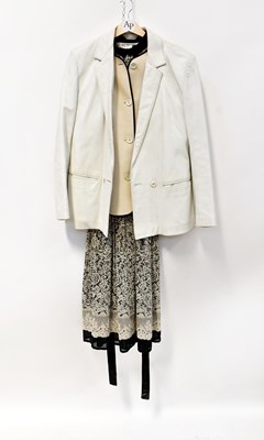 Lot 359 - An Echtes Leder white leather blazer, size 38,...