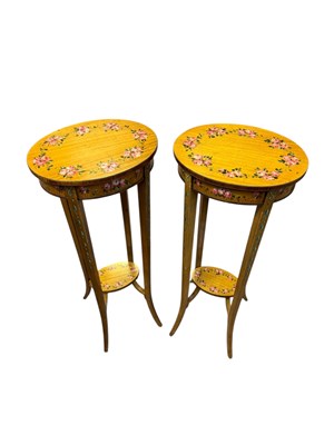 Lot 166 - A pair of Edwardian style painted satinwood...