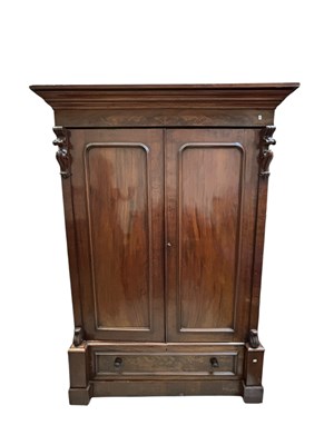 Lot 155 - A large Victorian mahogany wardrobe with...