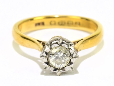 Lot 1035 - A 22ct yellow gold diamond solitaire ring, the...