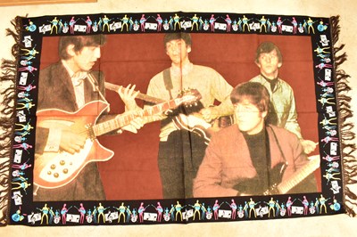 Lot 349 - THE BEATLES; a Beatles themed rug, 89 x 140cm.