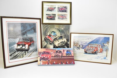 Lot 413 - Five Mini car related pictures and prints to...