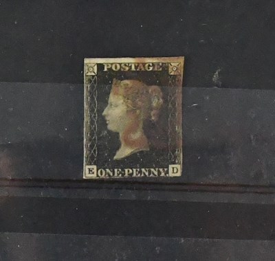 Lot 489 - A Great Britain Penny Black stamp, red...