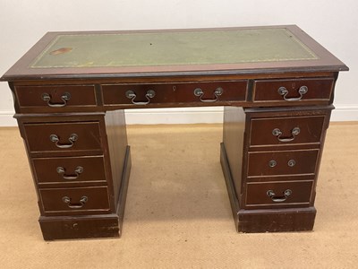 Lot 505 - A reproduction mahogany twin pedestal desk...