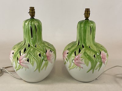 Lot 347 - A pair of 1970s Italian ceramic table lamps,...