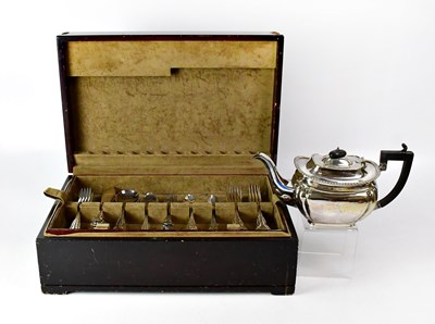 Lot 496 - A canteen of silver-plated cutlery for six...